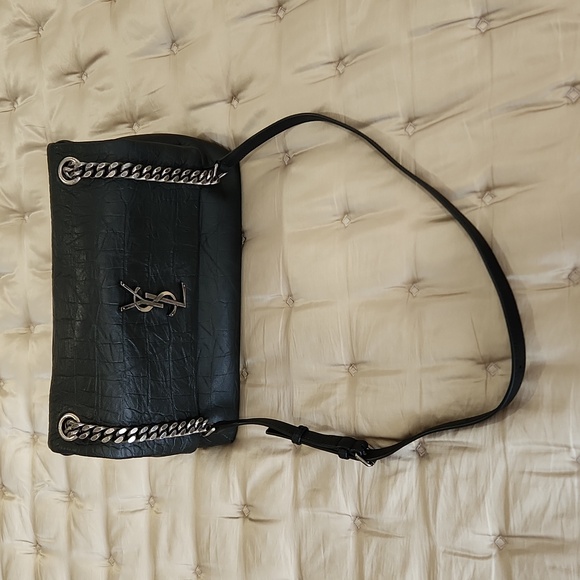 Saint Laurent Calfskin Crocodile Embossed West Hollywood Monogram Fold-Over - Picture 5 of 14